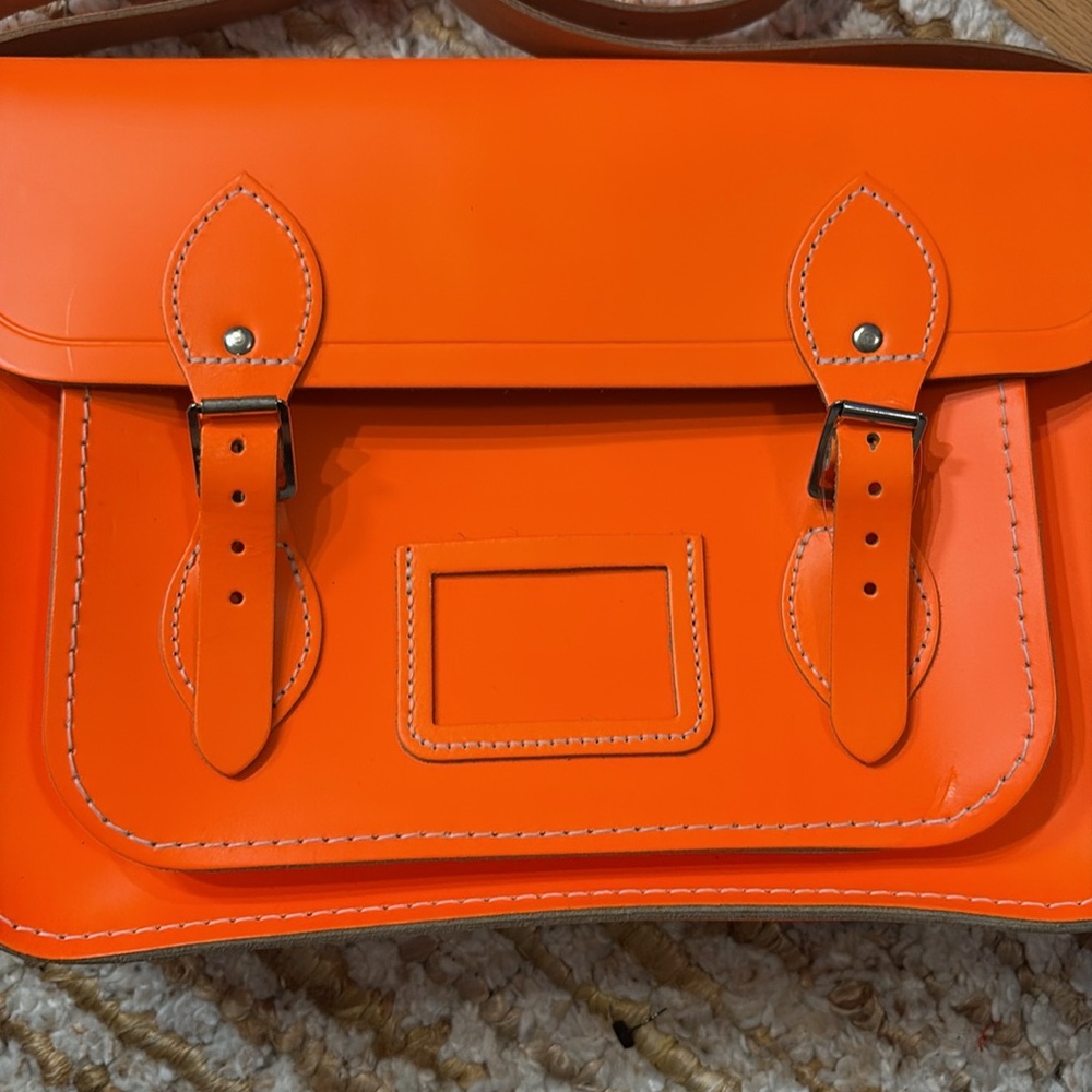 NWOT The Cambridge Satchel Company Neon Orange Satchel Bag. - Picture 2 of 5